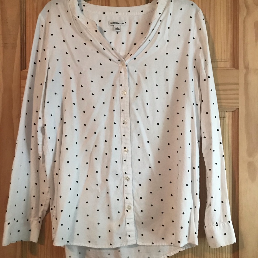 Polka dot button-up blouse